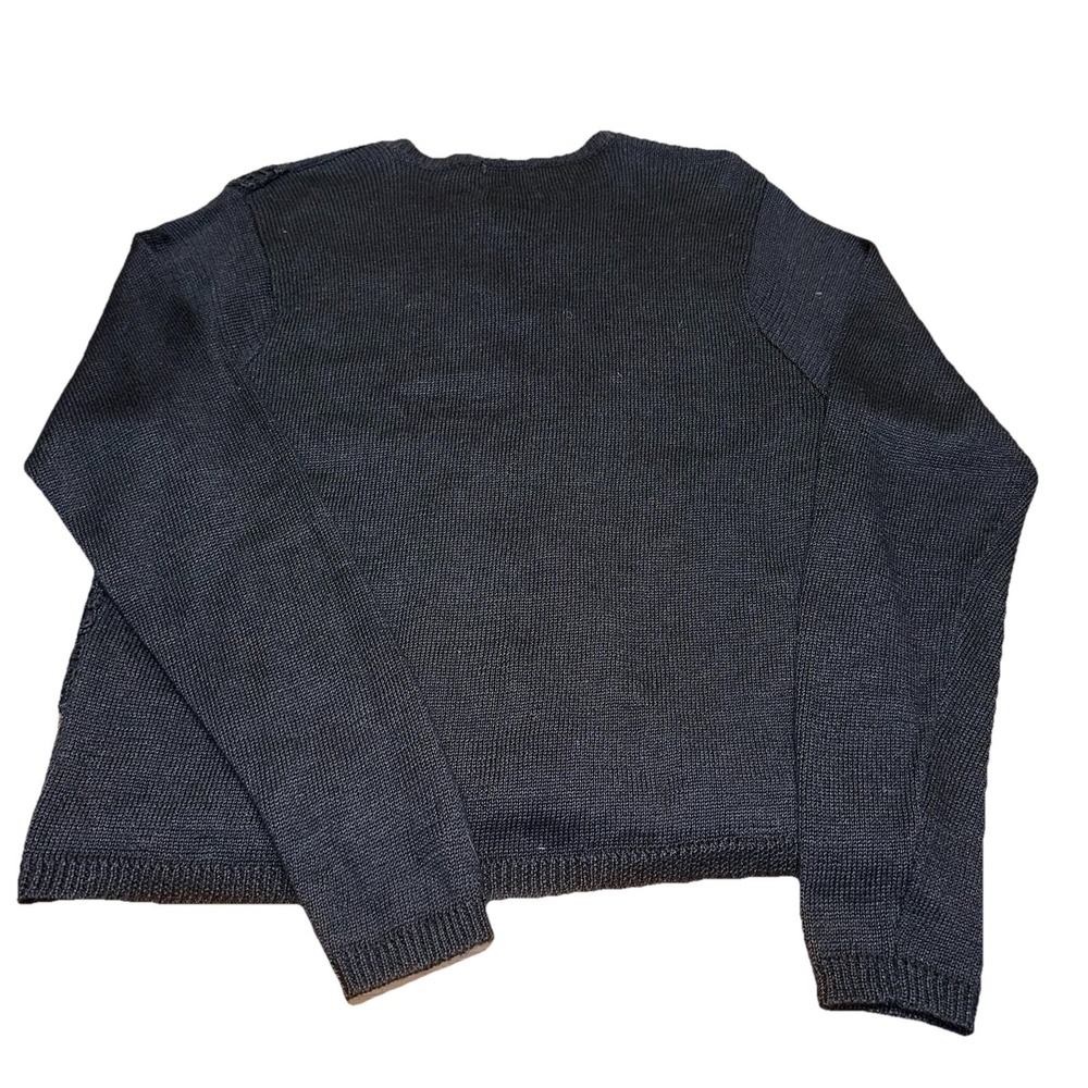 Vintage 90's Teddi‎ Button-Up Cardigan Sweater Black 3D Embroidered Women's L - Picture 7 of 11
